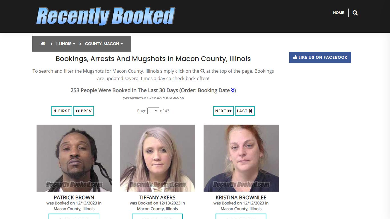 Recent bookings, Arrests, Mugshots in Macon County, Illinois